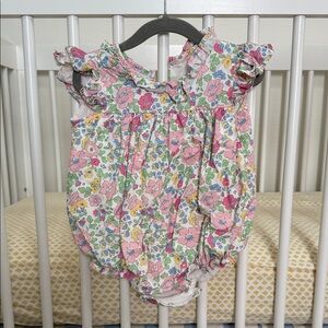 Floral Ruffle Baby Romper - Pink, Yellow, Green